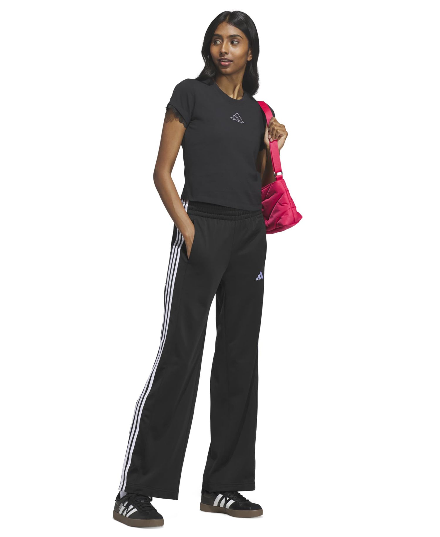 Women's 3 Stripe Snap Pant High-Rise Wide-Leg Pants