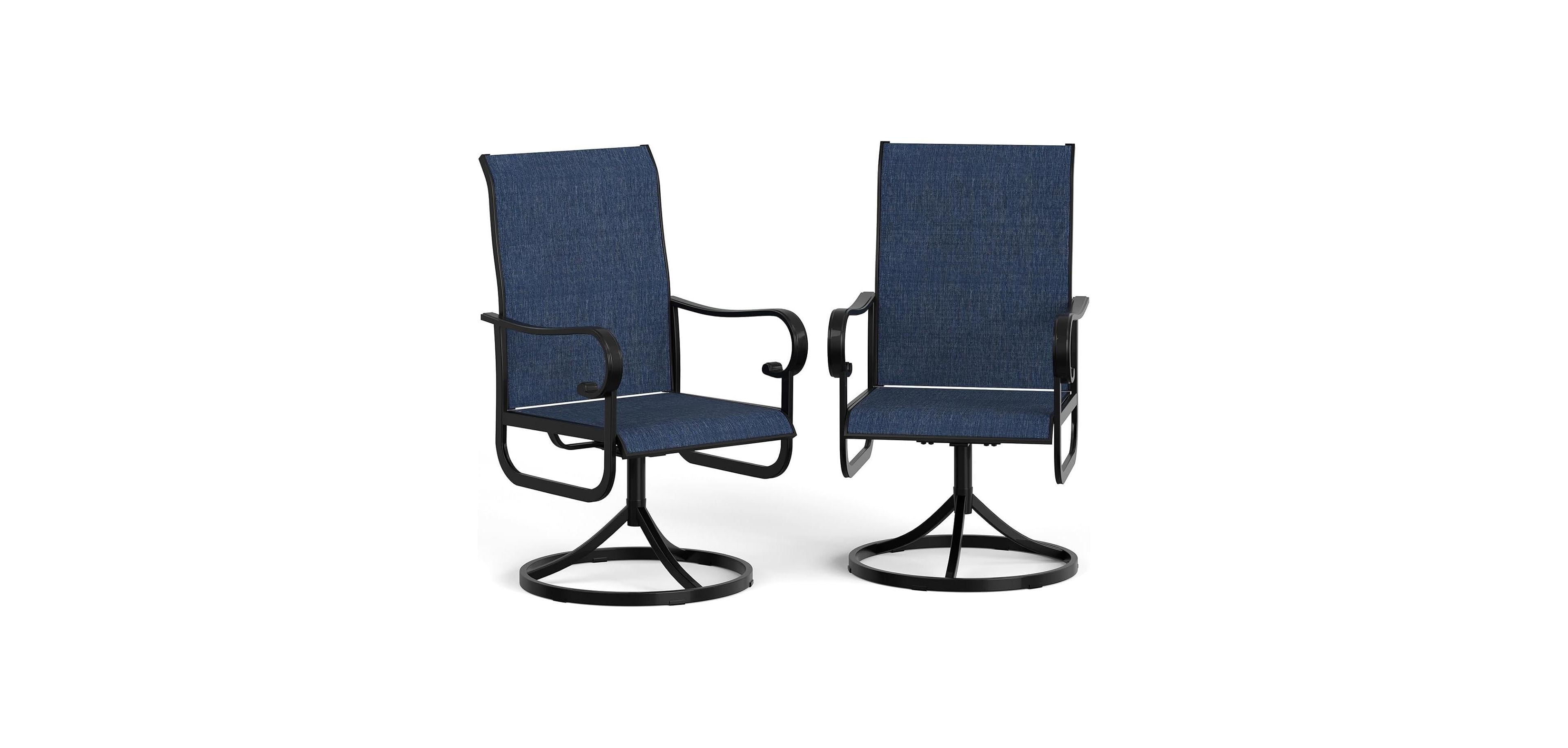 gaomon Set of 2 Patio Swivel Dining Chairs, 360degree(s) Swivel 15degree(s) Reclining, All-Weather Textilene for Lawn Garden Deck