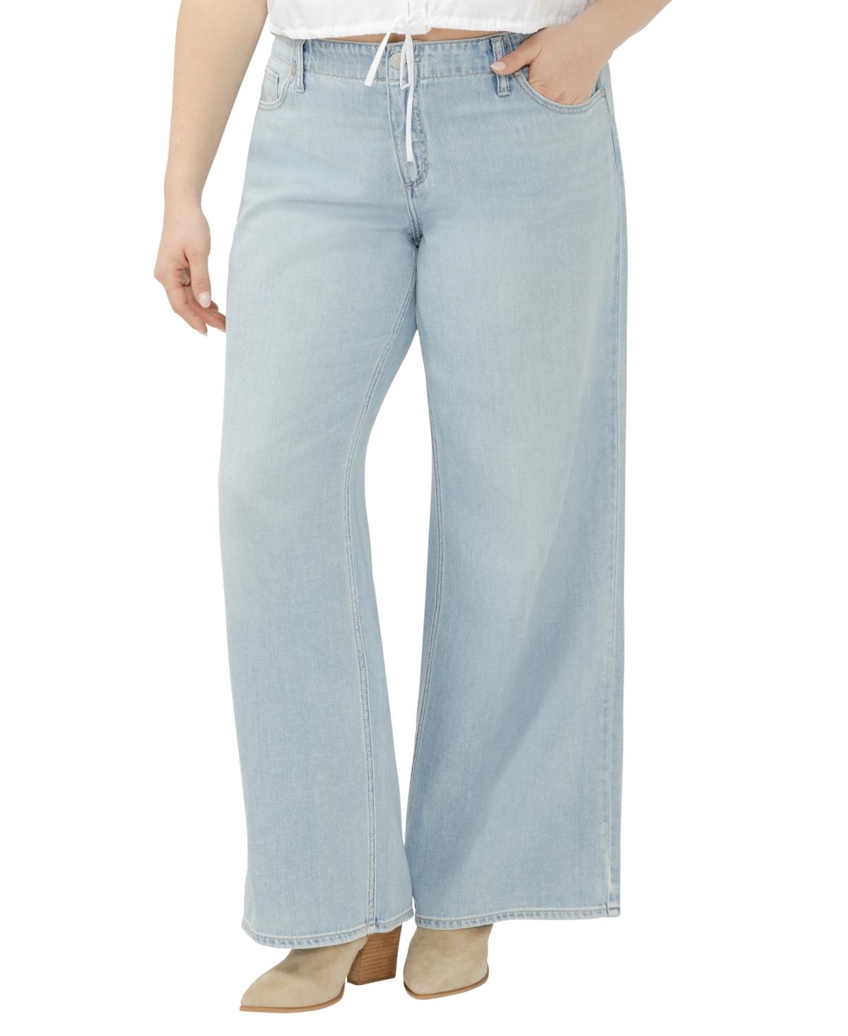 Silver Jeans Co. Plus Suki Light-Wash High-Rise Wide-Leg