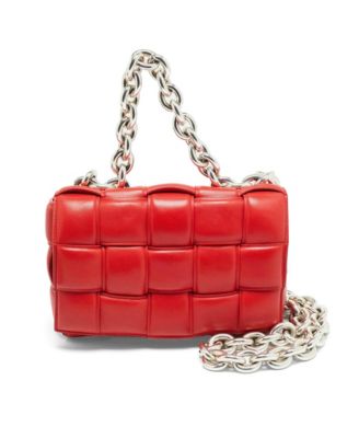 Women's Padded Cassette Leather Chain Shoulder Bag