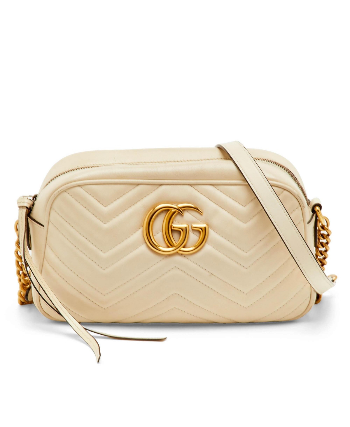 Pre-Owned Gucci Women's Gg Marmont Small Matelasse Leather Camera Bag - Natural