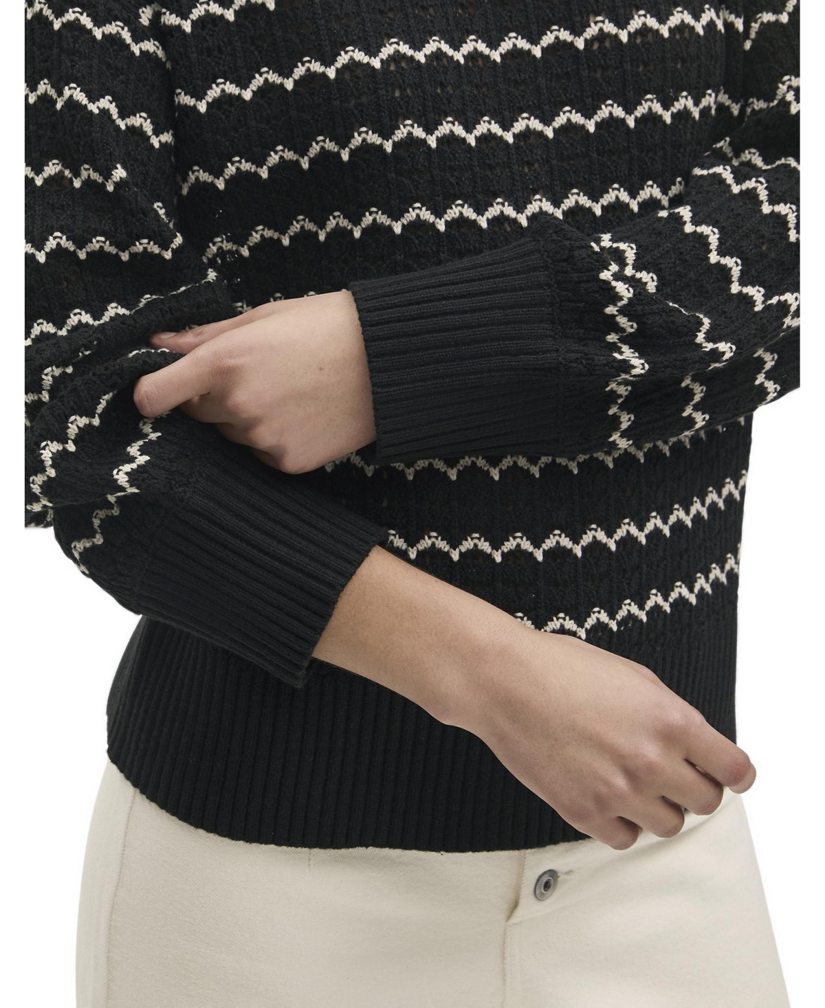 Finery London Women's Sansa Crochet Striped Long-Sleeve Sweater