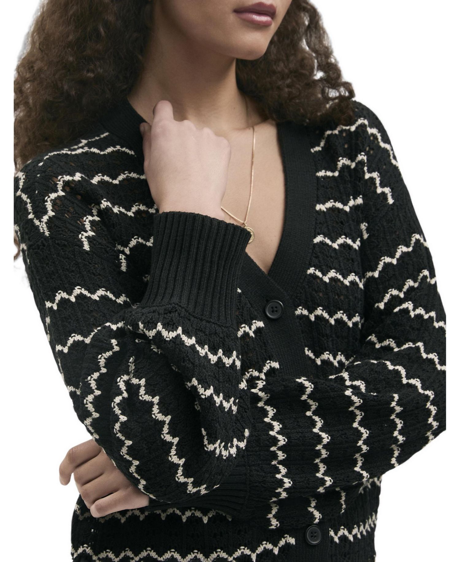 Women's Alena Striped Crochet Cardigan