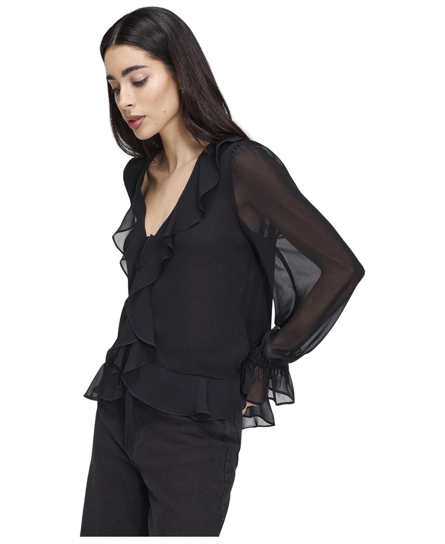 Women's Jannelle Sheer Long-Sleeve Blouse