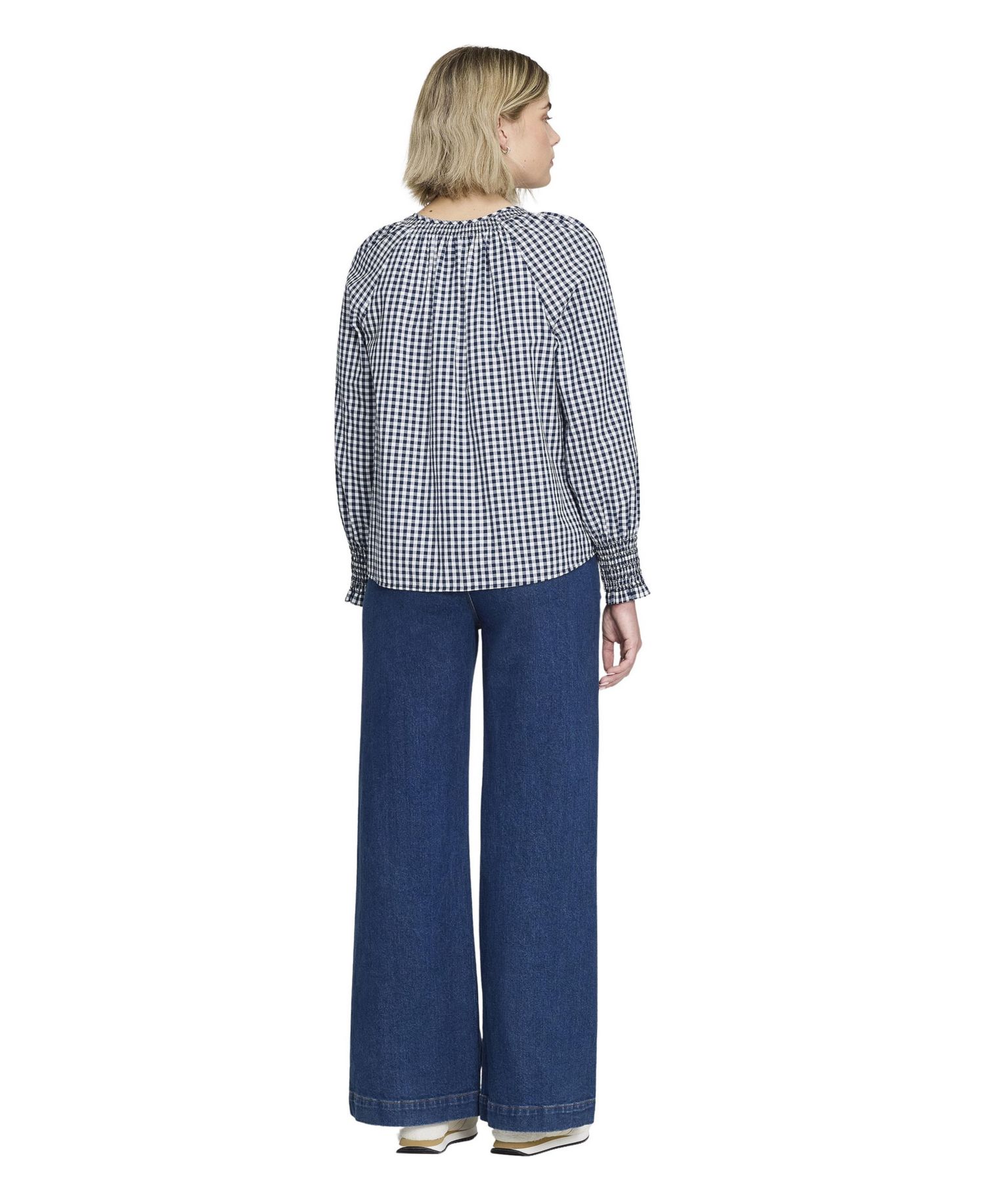 Women's Sandy Gingham Long-Sleeve V-Neck Blouse