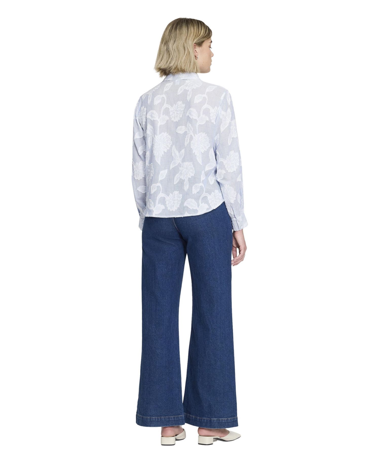 Women's Heidi Relaxed-Fit Long-Sleeve Floral-Stripe Shirt