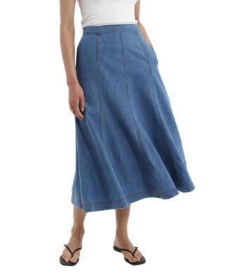 Women's Dana Denim Midi A-Line Skirt