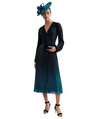 Women's Simara Long-Sleeve Pleated Midi Dress