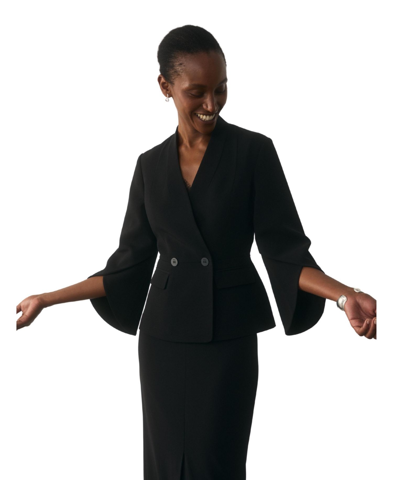 Women's Ansdell Clever Crepe Cape-Sleeve Blazer