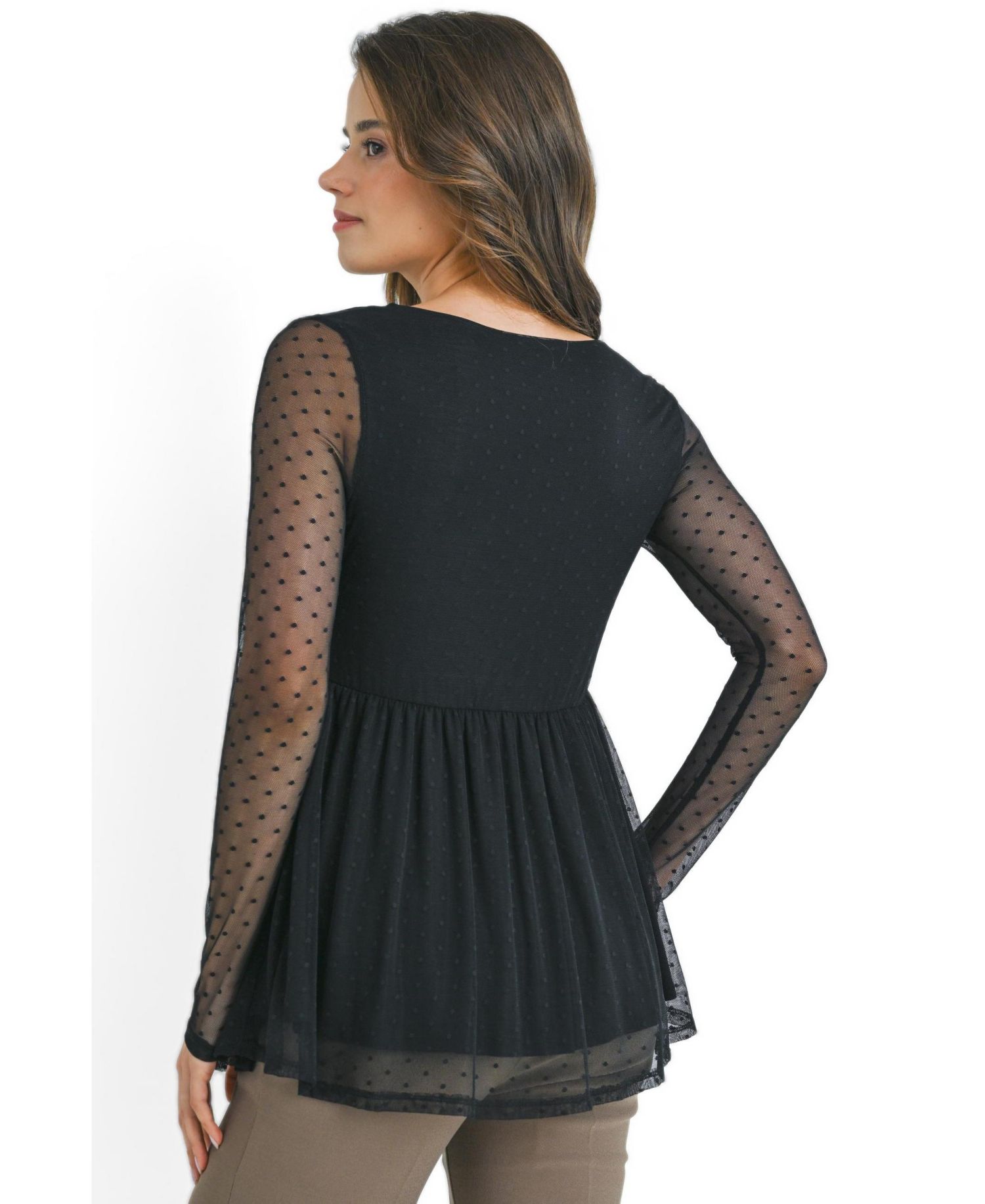 Maternity Swiss-Dot Empire-Waist Babydoll Top