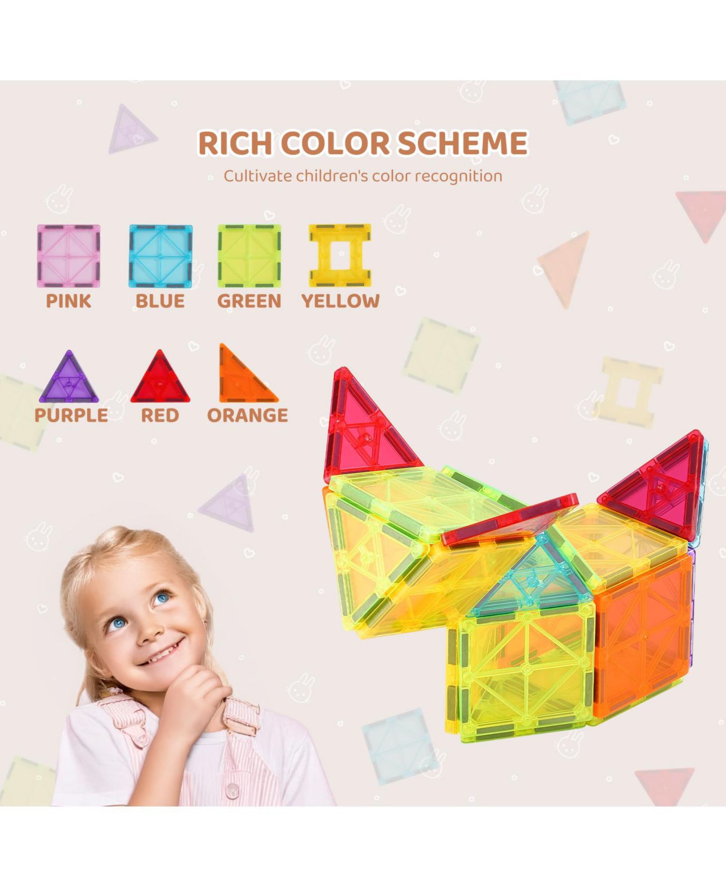 Детский конструктор SUGIFT Magnetic Building Tiles 32-Piece Building Set, Ages 3+, цвет: Open Miscellaneous — фото 7