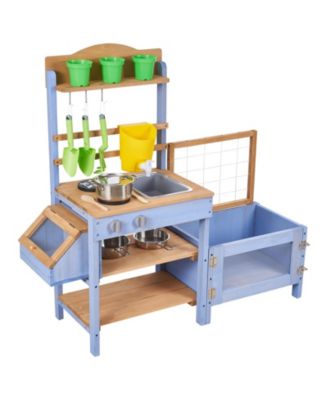 Wooden Outdoor Four-Zone Mud Kitchen, Ages 3+