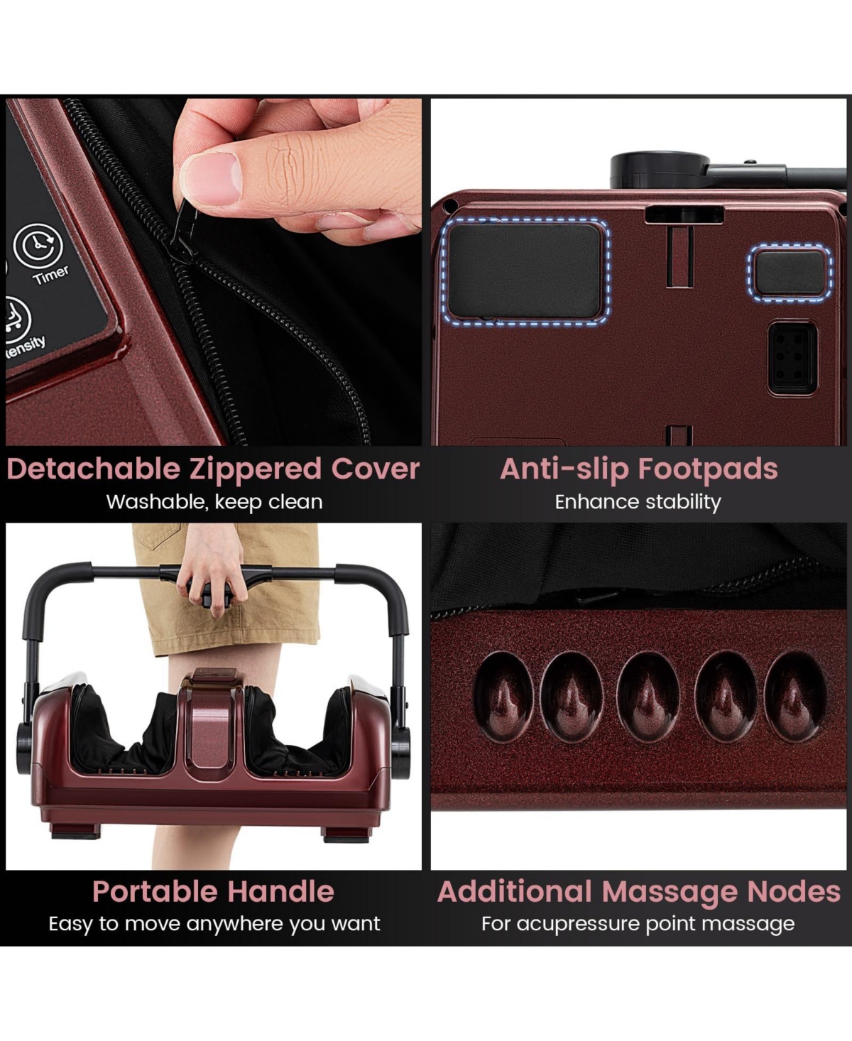 Ecooso Foot and Calf Massager with Heat Shiatsu Deep Kneading Rolling Smart Electric Leg Massager