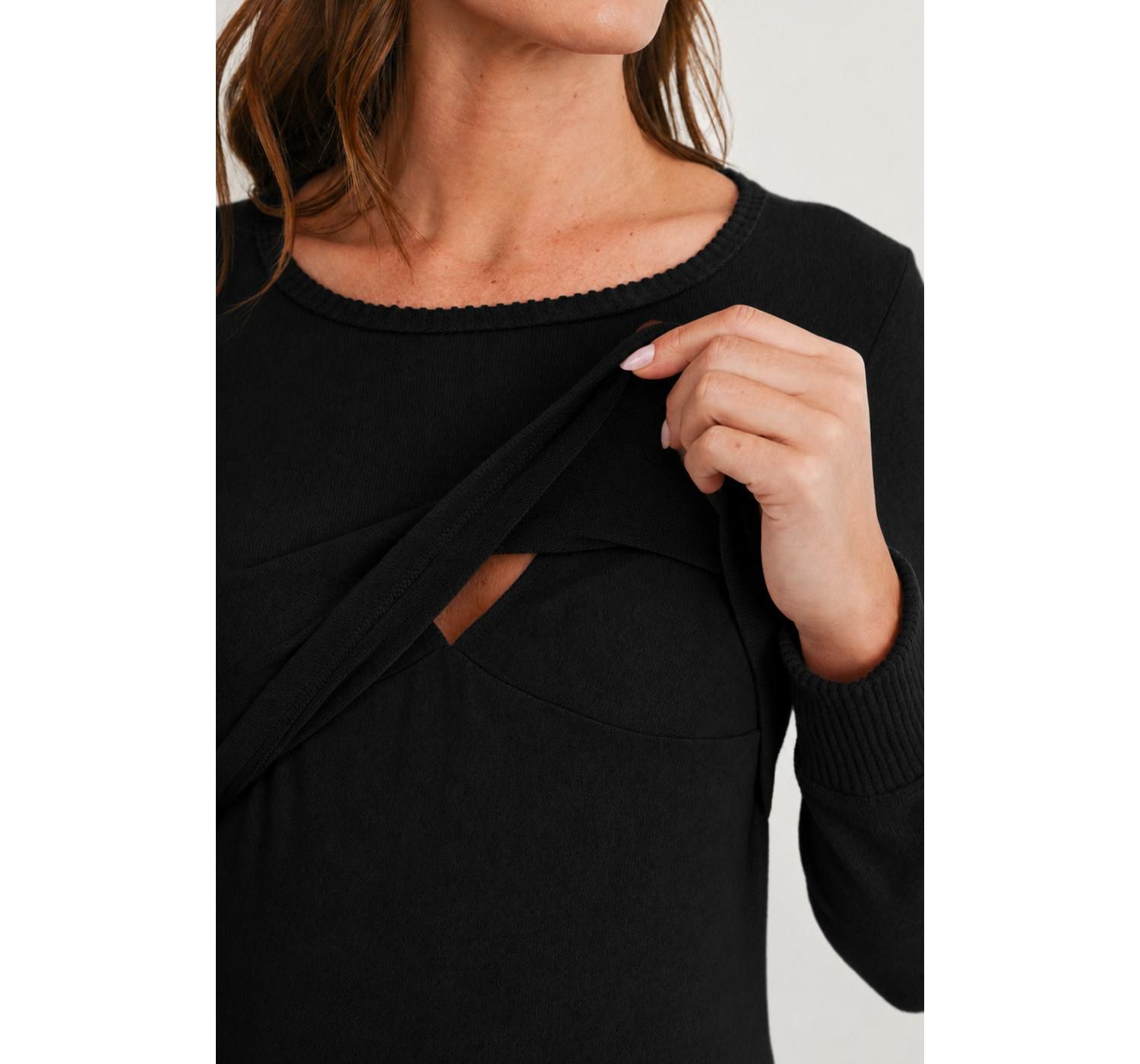 Maternity Nursing Brushed-Knit Sweater