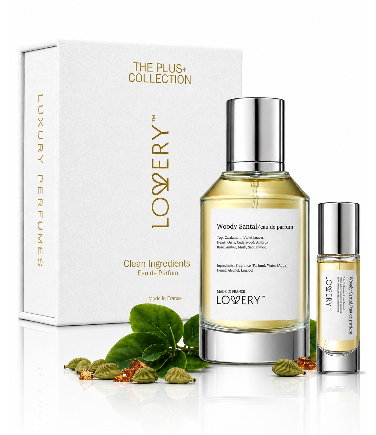Lovery Woody Santal Perfume Set - 3.4fl oz Women Fragrance Gift Set with 10ml Travel Size Mini Perfume