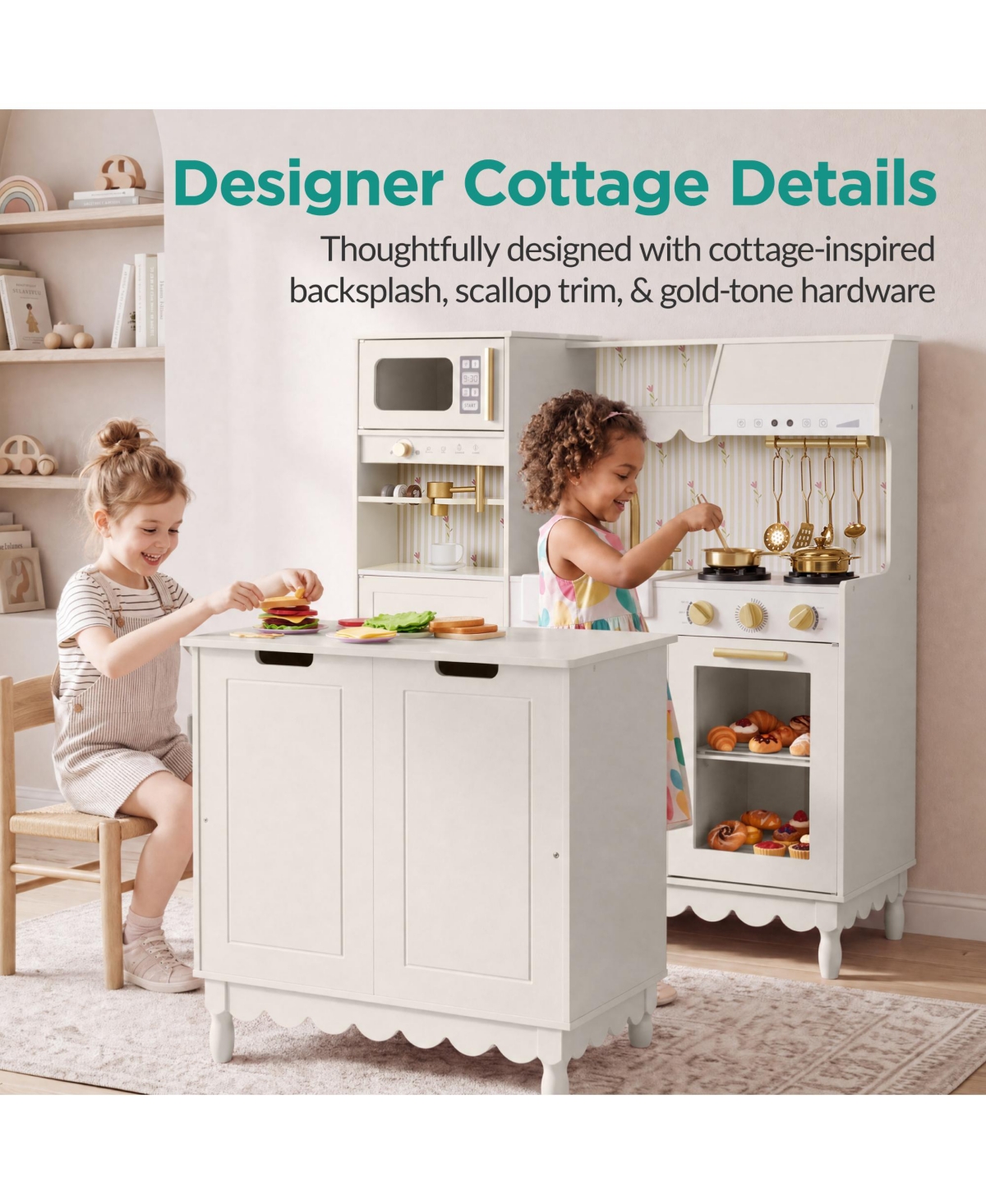 Best Choice Products Kids Play Kitchen Set with Espresso Machine, Ice Maker, Storage Island and Accessories
