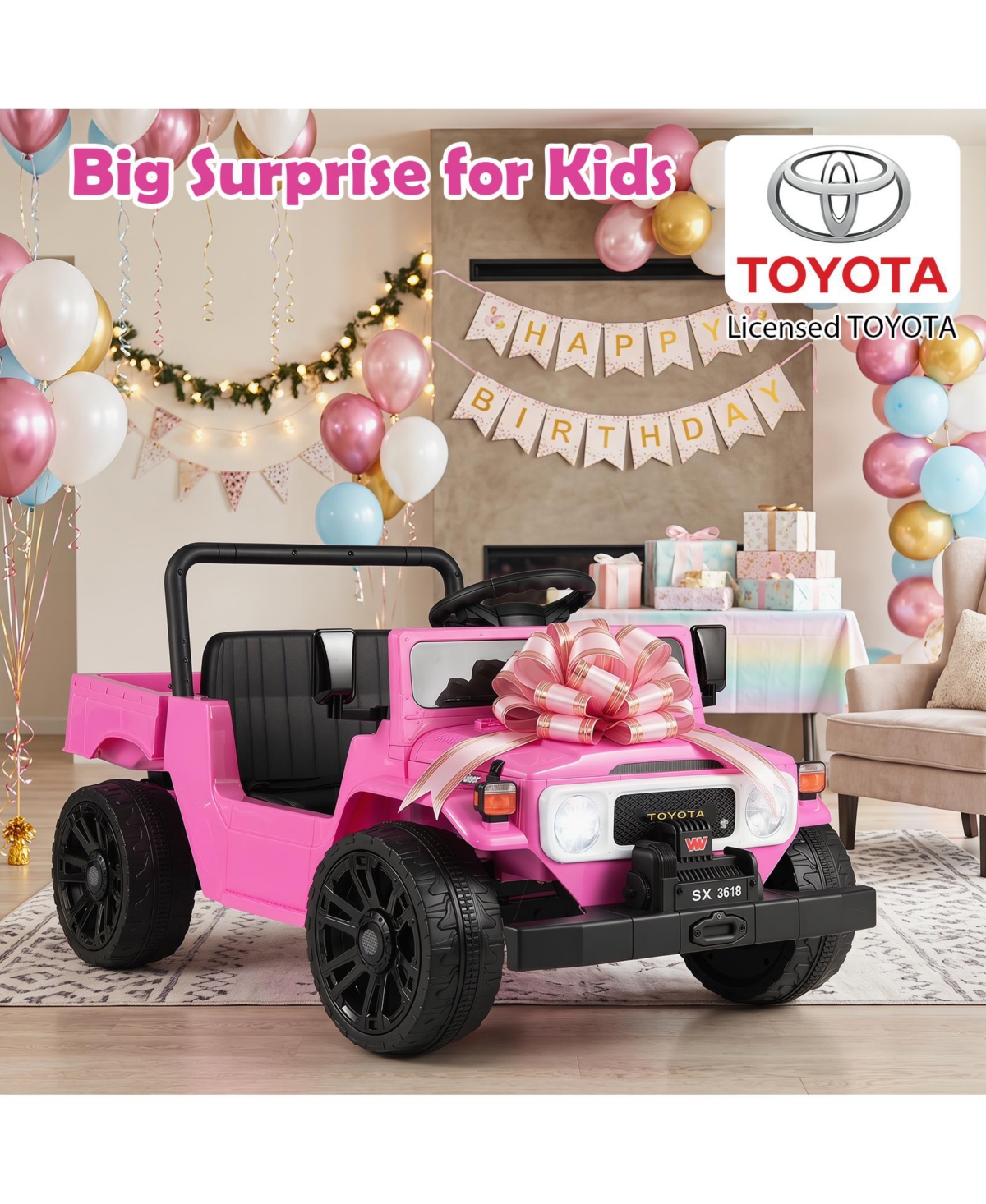 Gymax Licensed Toyota Ride-On Truck with Parent Remote Control, Electric Dump Bed & Spring Suspension, 66 lb Capacity, Ages 3-8