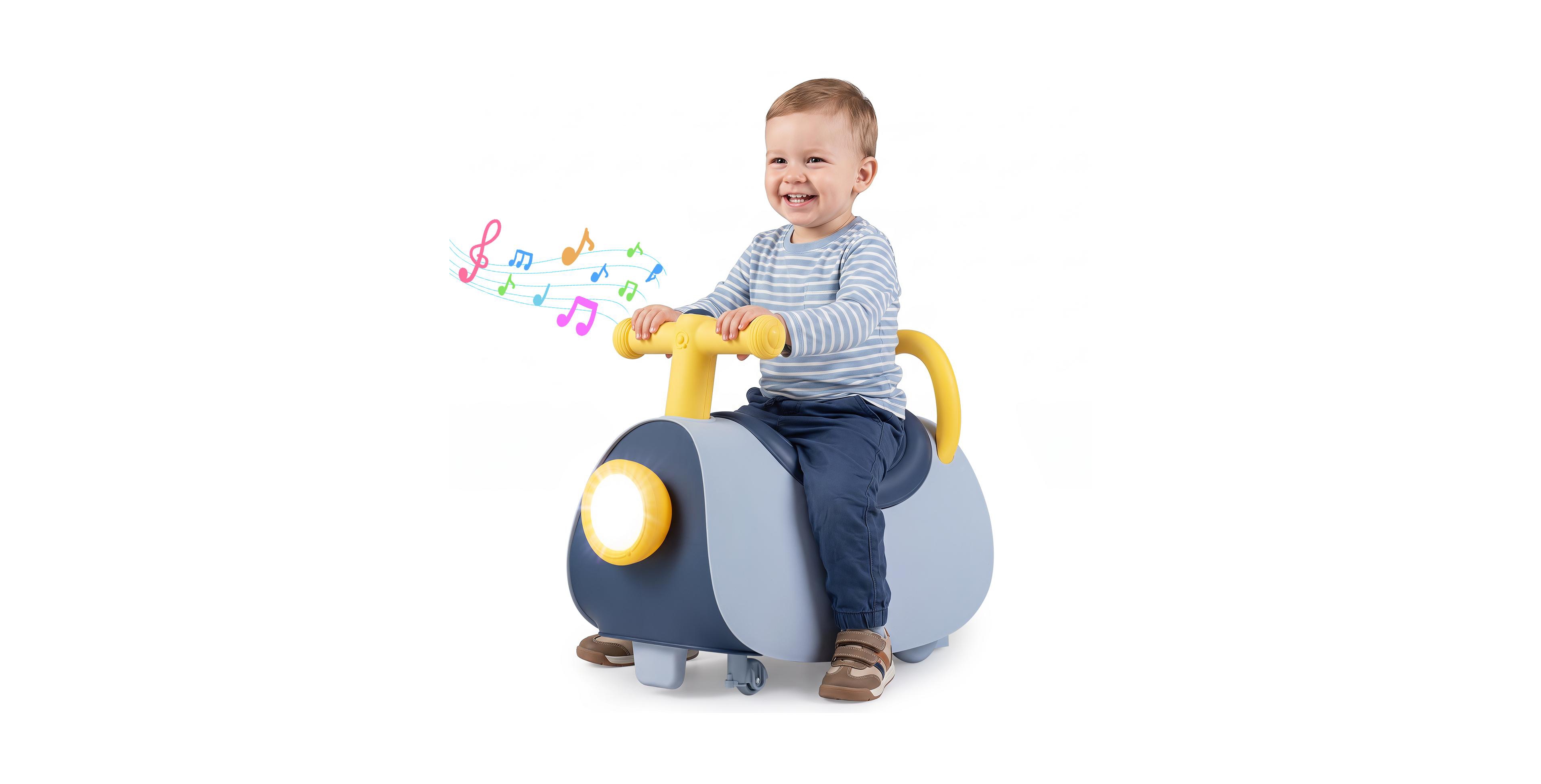 Gymax Ride-On Push Car with Headlight and Music, Under-Seat Storage, 55 lbs Capacity, Ages 18-36 Months