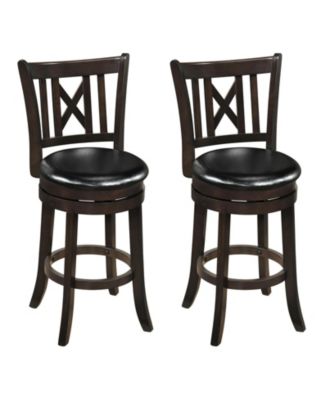 Set of 2 Bar Stools 26'' Swivel Bar Chairs with Footrest Hollowed Backrest
