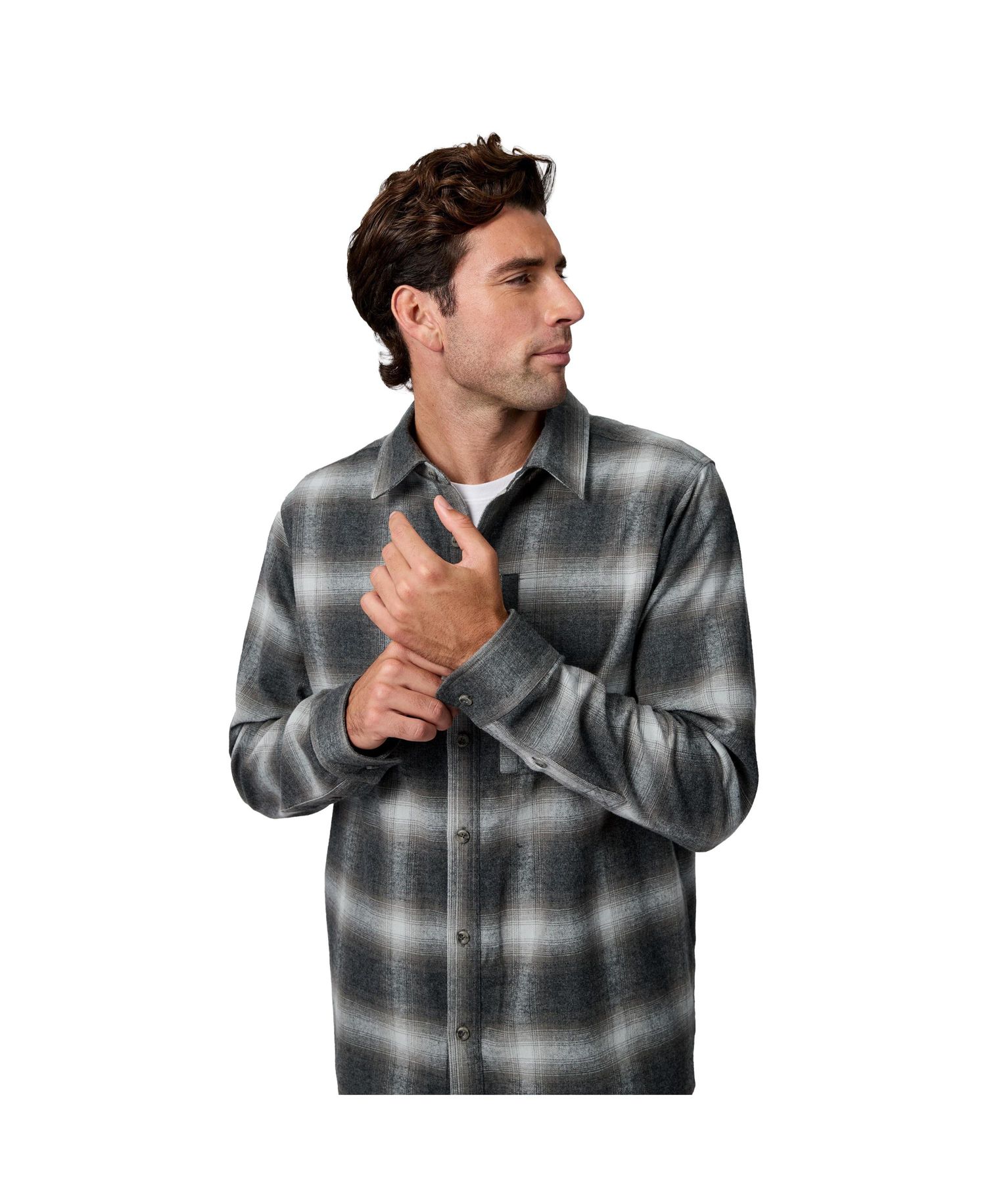Men's Easywear Flannel Plaid Long-Sleeve Shirt