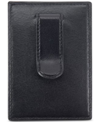 Men's Leather Money Clip Card Case