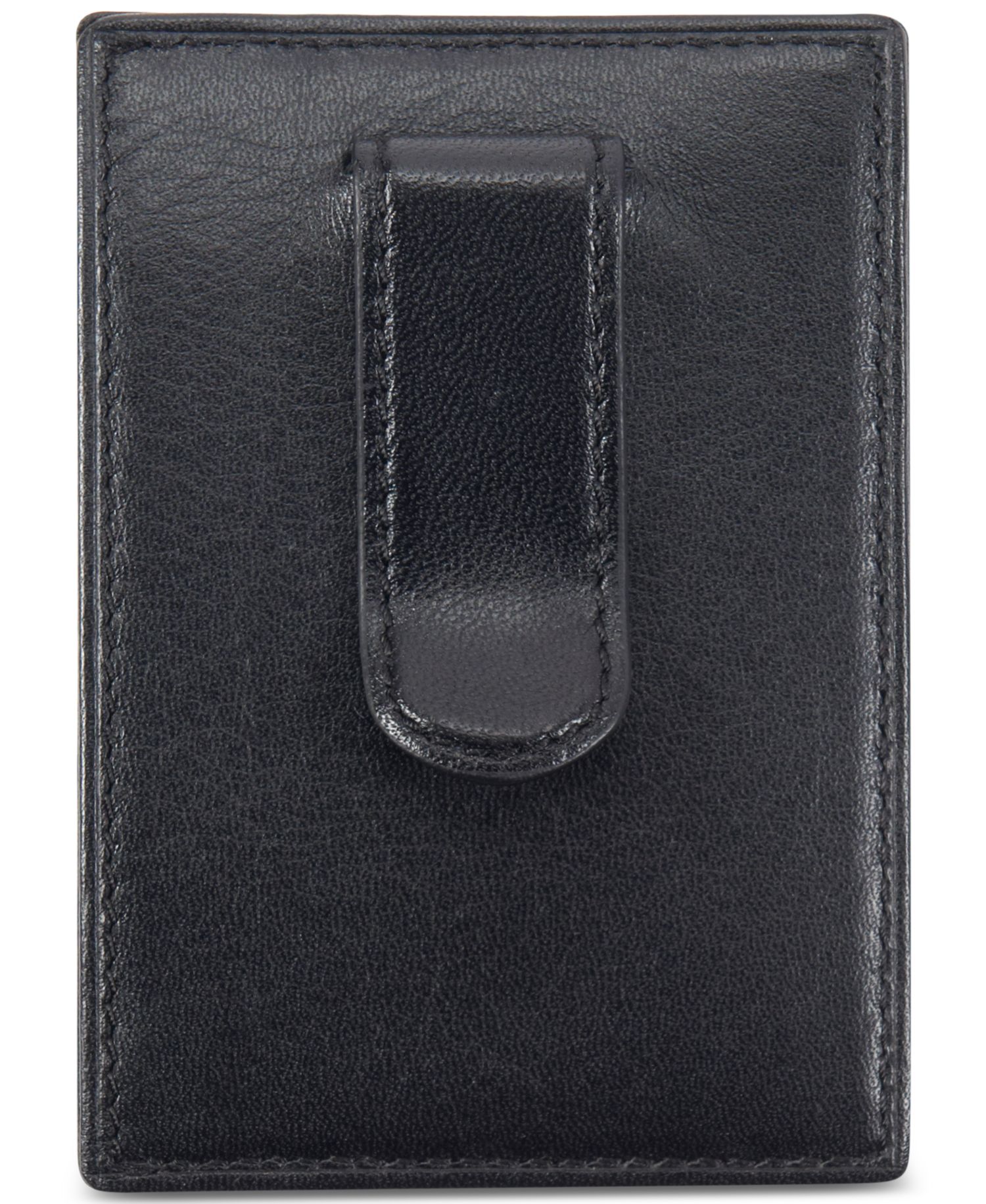 Men's Leather Money Clip Card Case