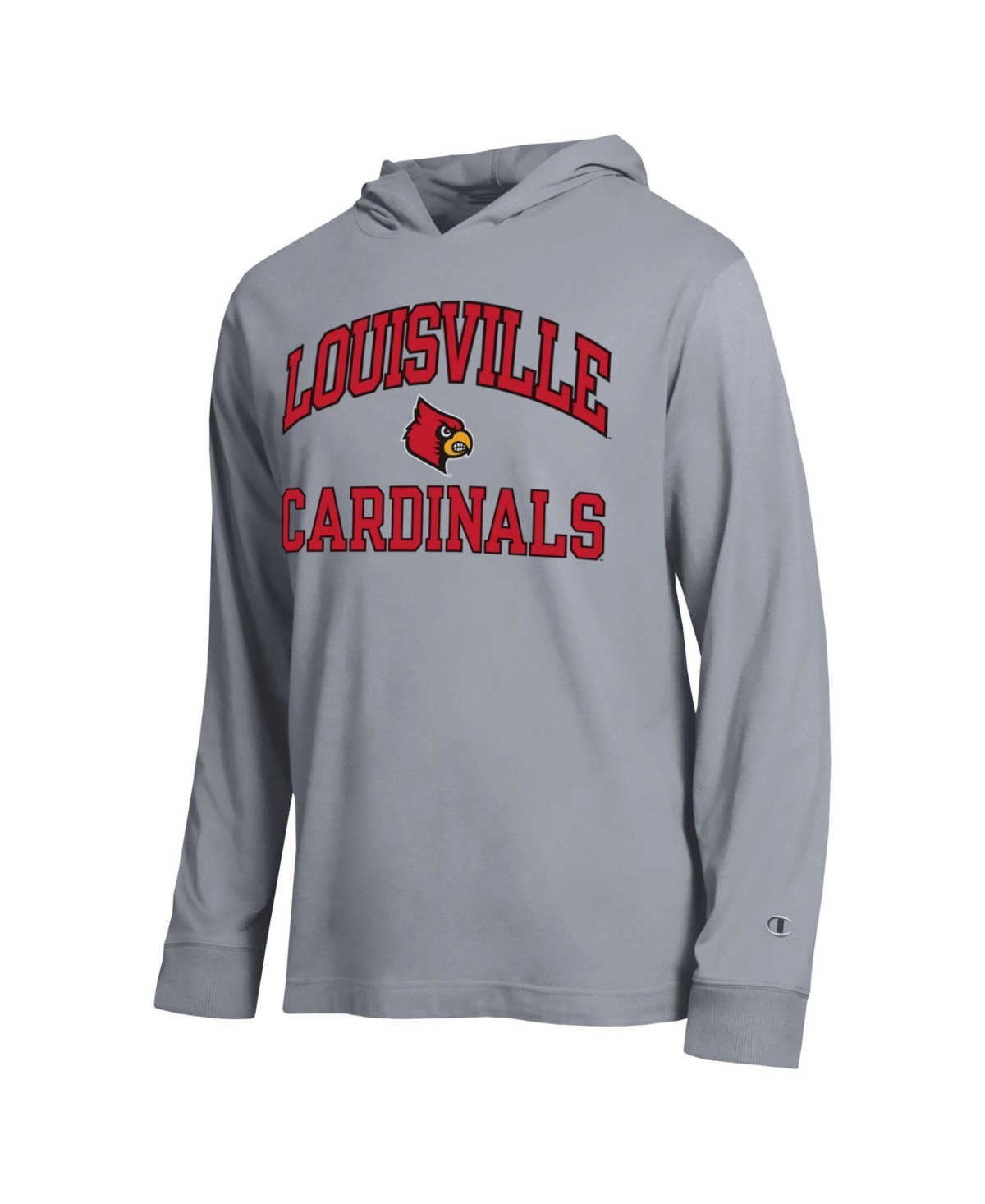 Champion Men's Heather Gray Louisville Cardinals High Motor All-Star Long Sleeve Hooded Sweatshirt