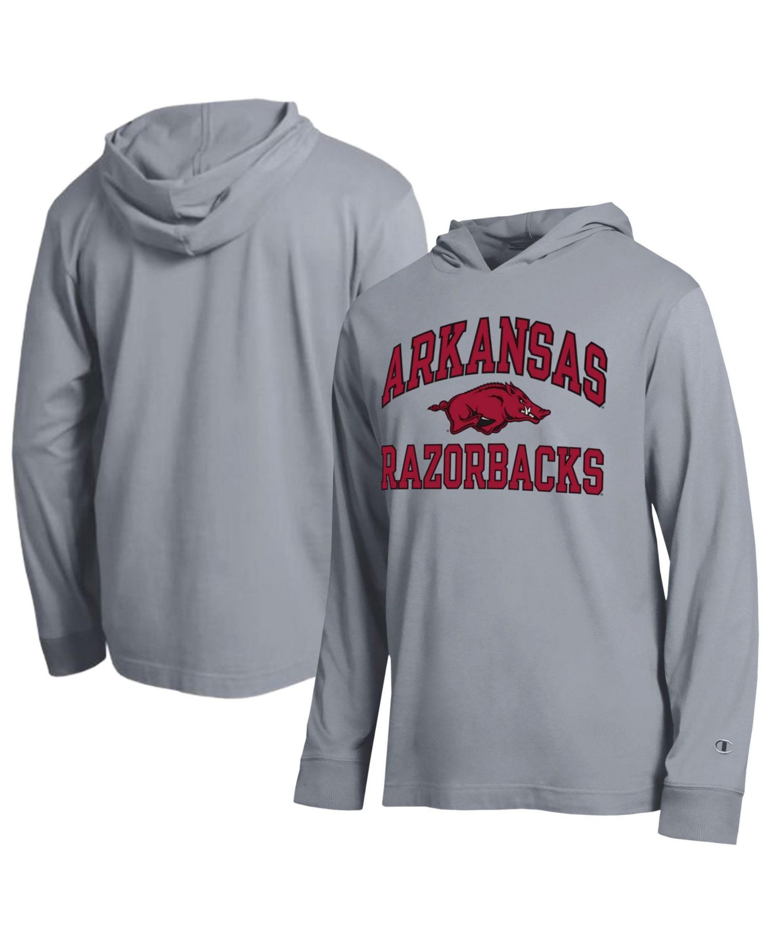Men's Heather Gray Arkansas Razorbacks High Motor All-Star Long Sleeve Hooded Sweatshirt