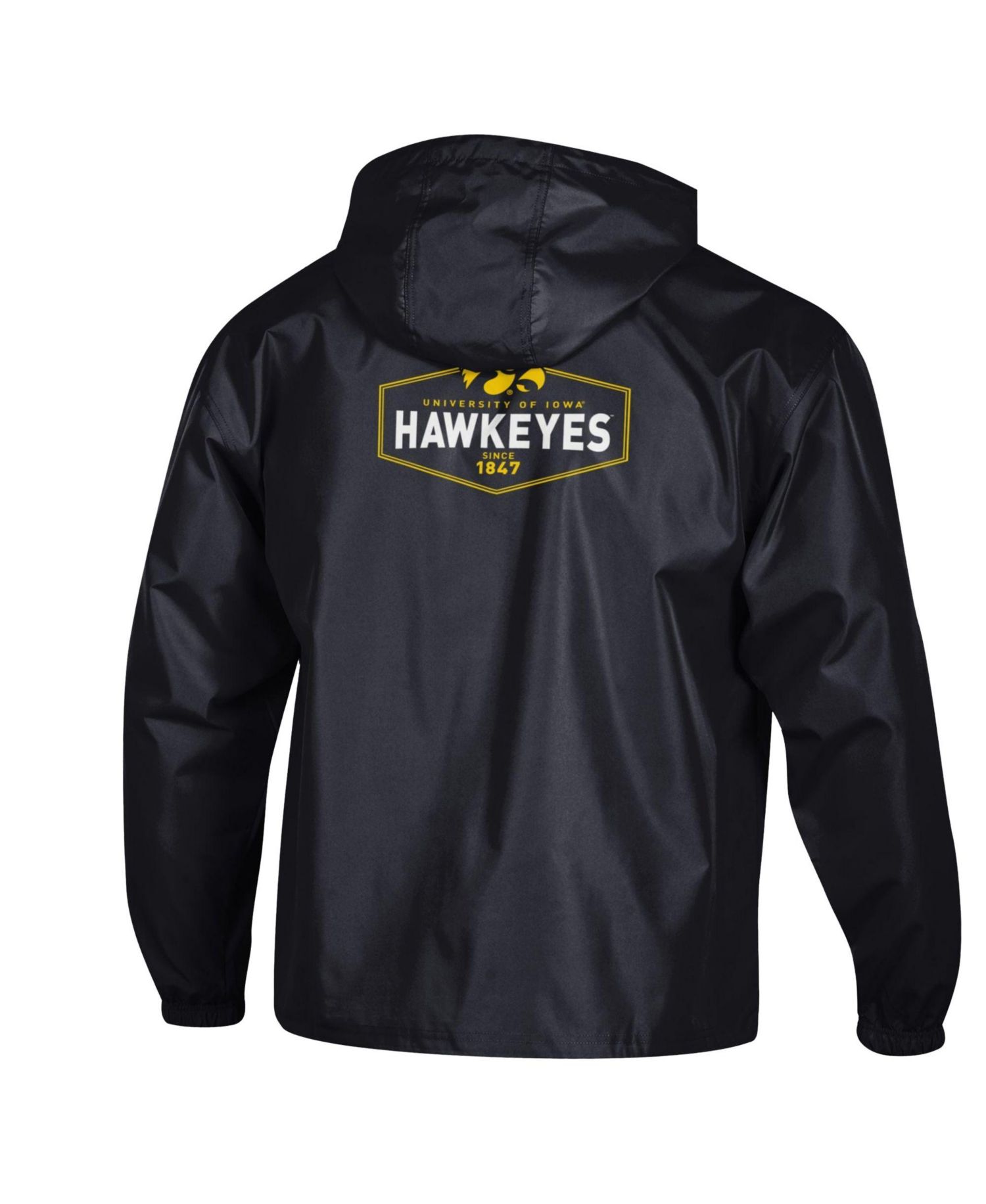 Men's Black Iowa Hawkeyes Delay Packable Half-Zip Jacket