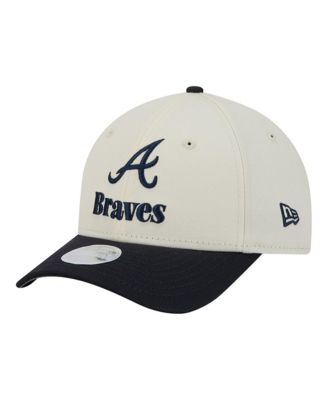 Women's Cream/Navy Atlanta Braves Primary 9FORTY M-Crown Adjustable Hat