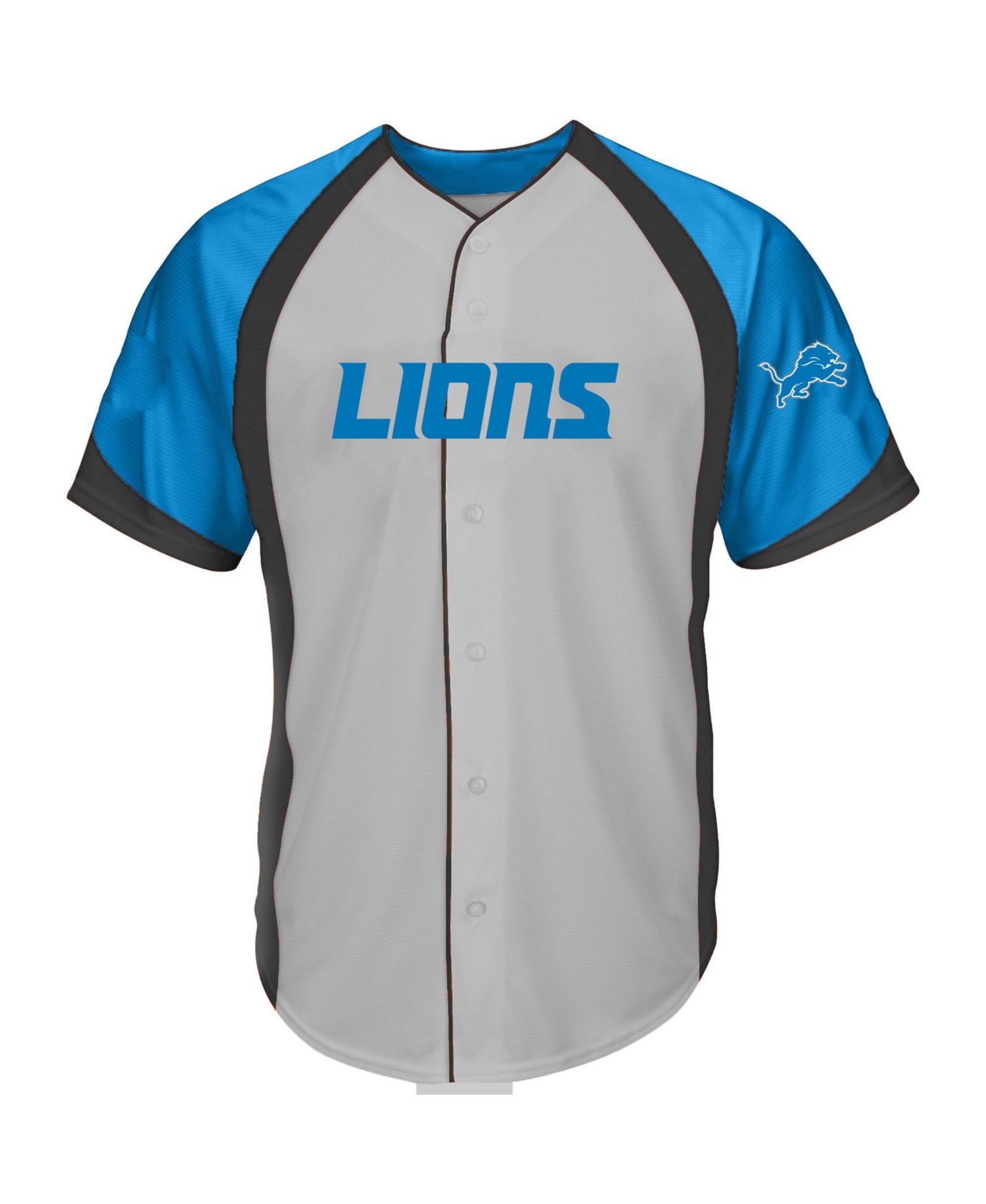 Men's Big & Tall Detroit Lions Raglan-Sleeve Button-Up T-Shirt