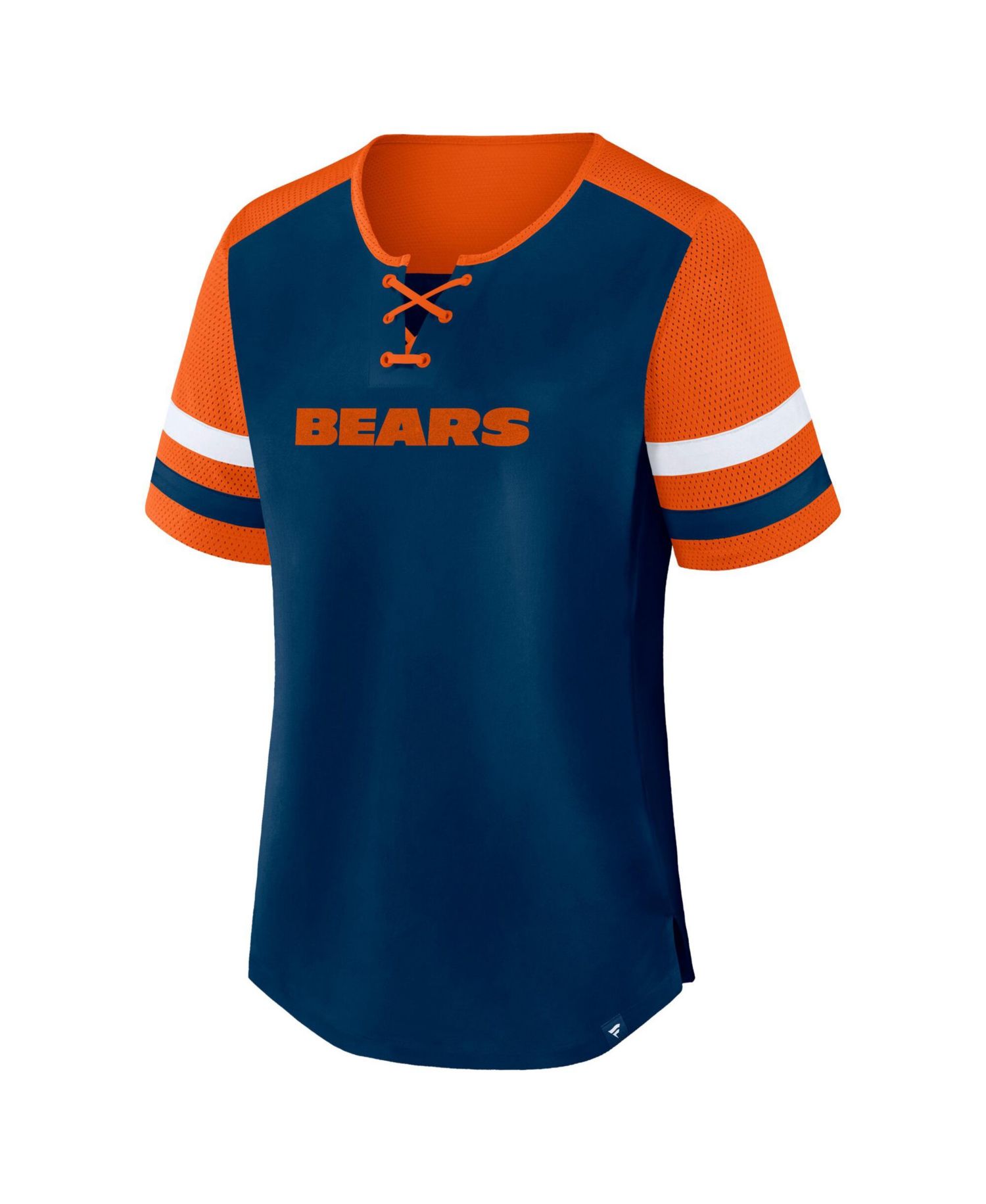 Plus Size Chicago Bears Throwback Curl Route Lace-Up T-Shirt
