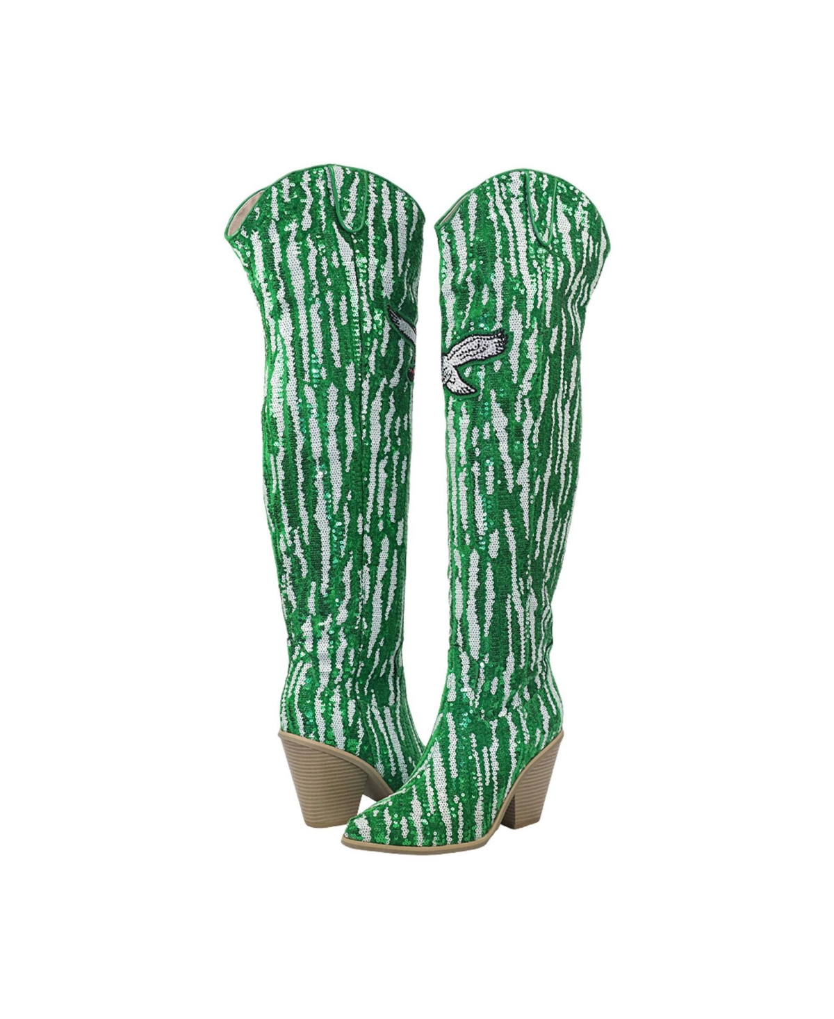 Cuce Philadelphia Eagles Over-the-Knee Two-Tone Sequin Boots