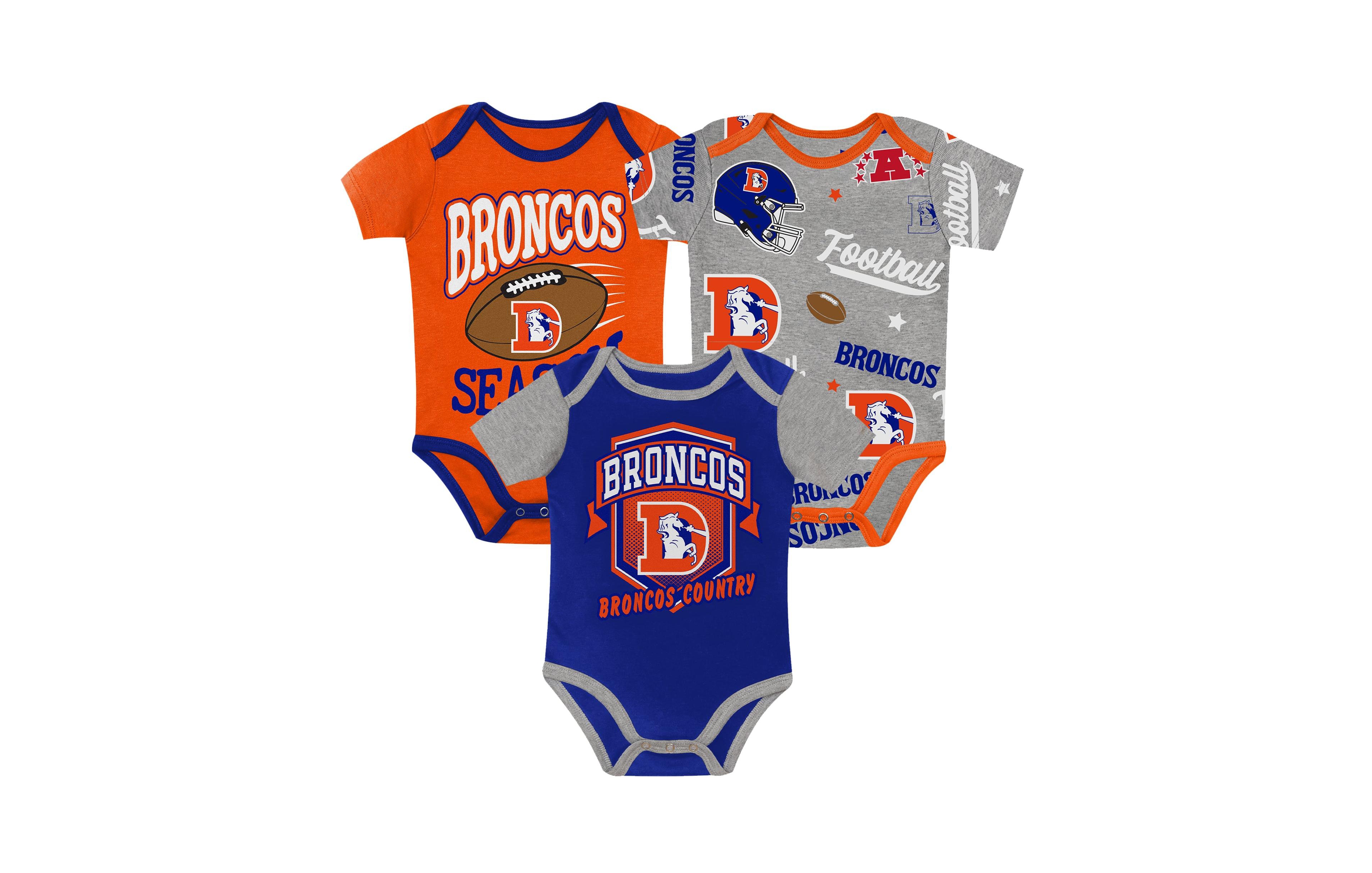 Outerstuff Baby Boys and Girls Denver Broncos First Round Pick Screen-Print Short-Sleeve 3-Piece Creeper Set