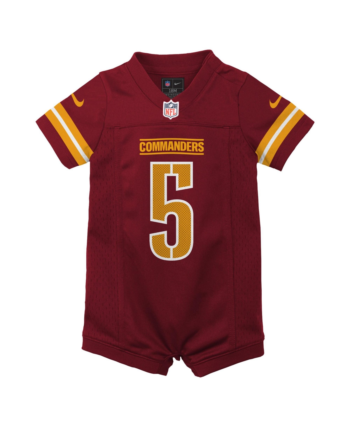 Nike Baby Boys and Girls Jayden Daniels Washington Commanders Short-Sleeve Rib-Knit Romper