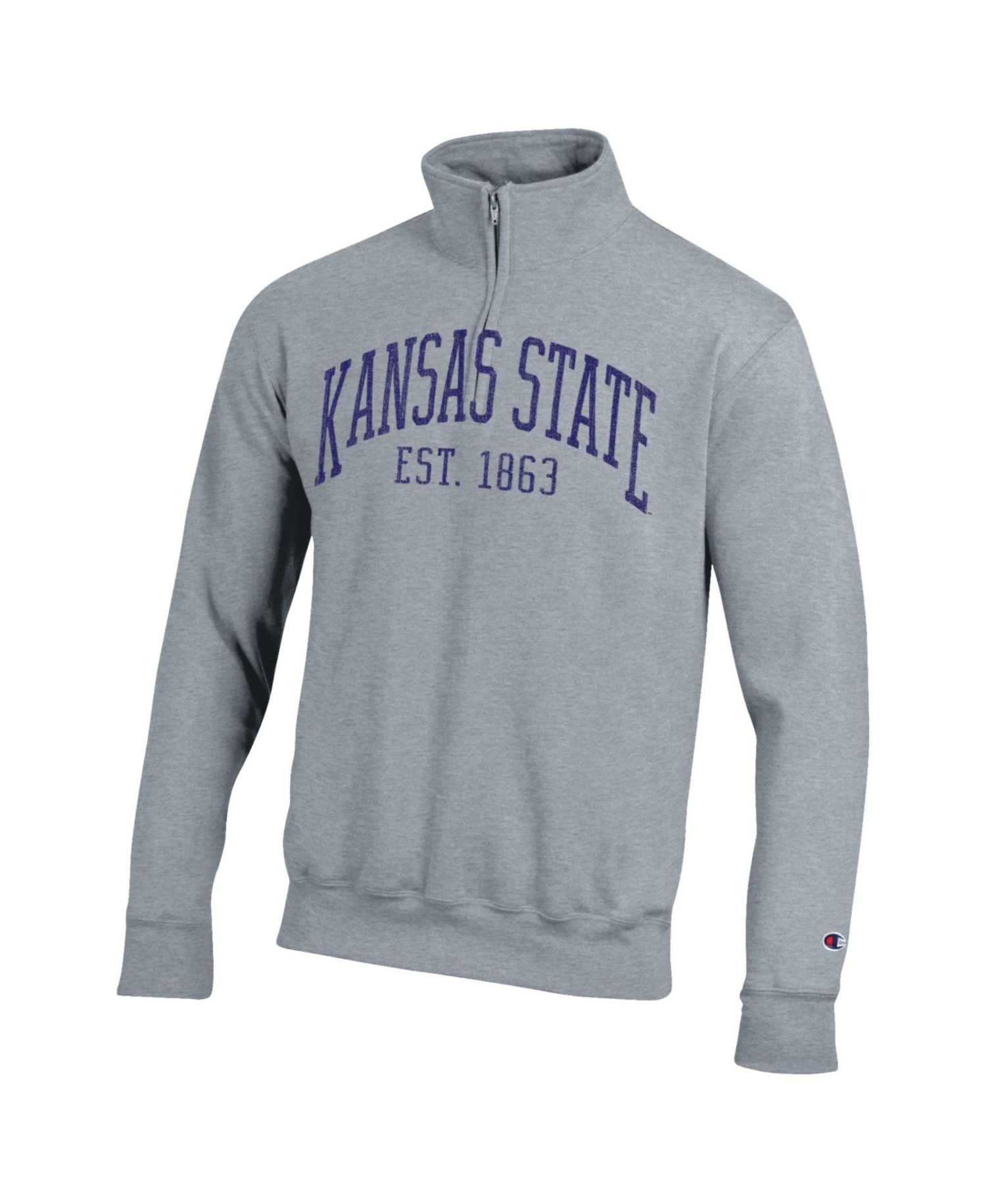 Men's Kansas State Wildcats Powerblend Mock-Collar Quarter-Zip Pullover Hoodie