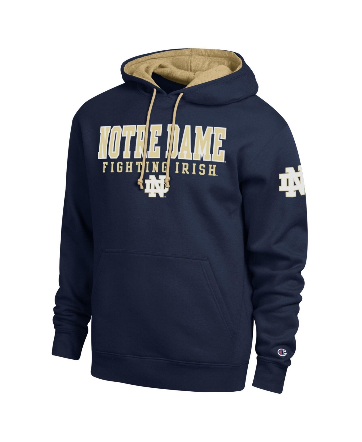 Champion Men's Notre Dame Fighting Irish Contrast Tackle Twill Graphics Pullover Hoodie