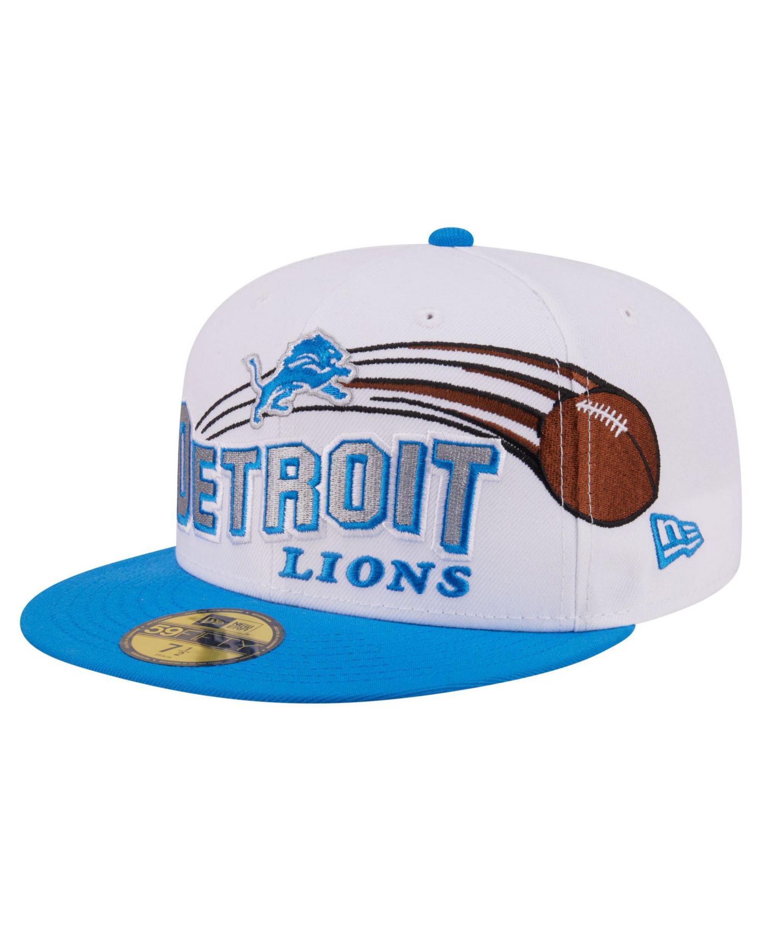 Men's White/Blue Detroit Lions Retro Swoop 59FIFTY Fitted Hat