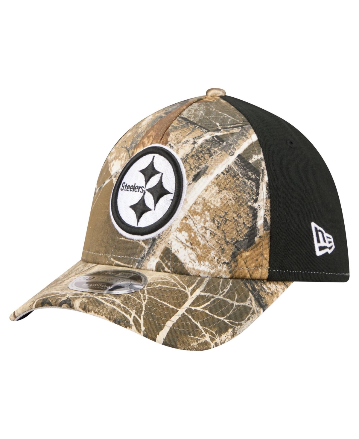 Men's New Era Camo/Black Pittsburgh Steelers Team Collection RealTree 39THIRTY M-Crown A-Frame Flex Hat