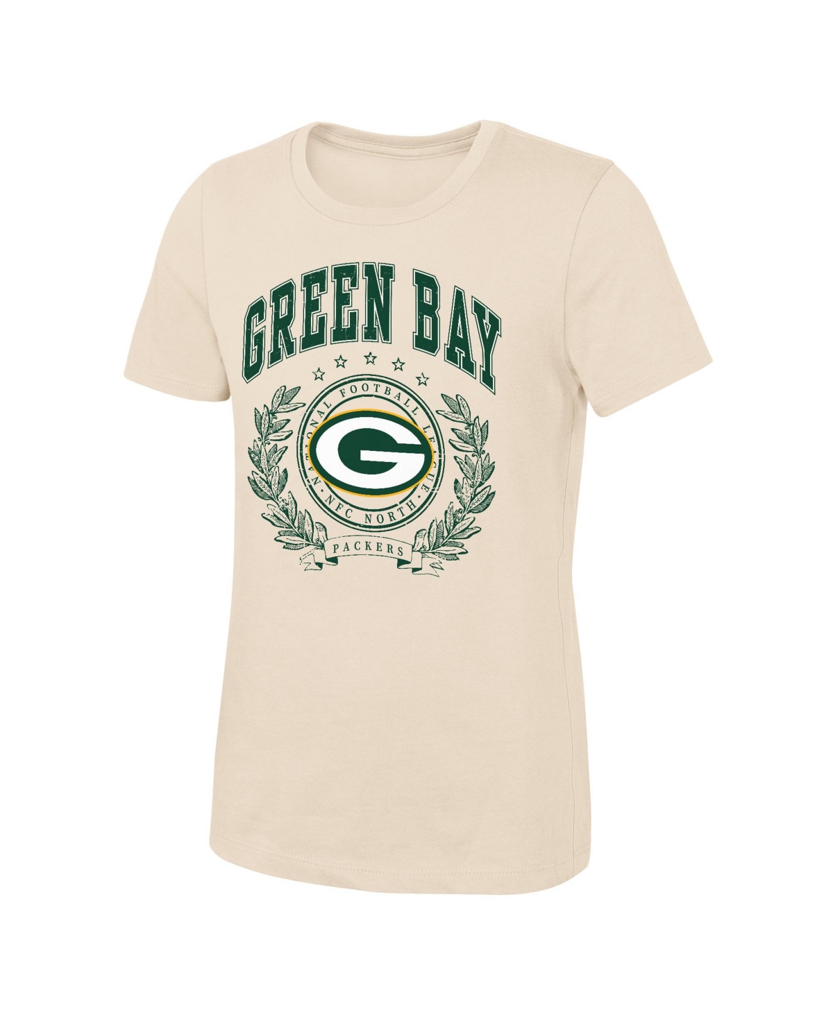 Outerstuff Girls' 4-16 Green Bay Packers Undefeated Screen-print Crewneck T-shirt In Natural