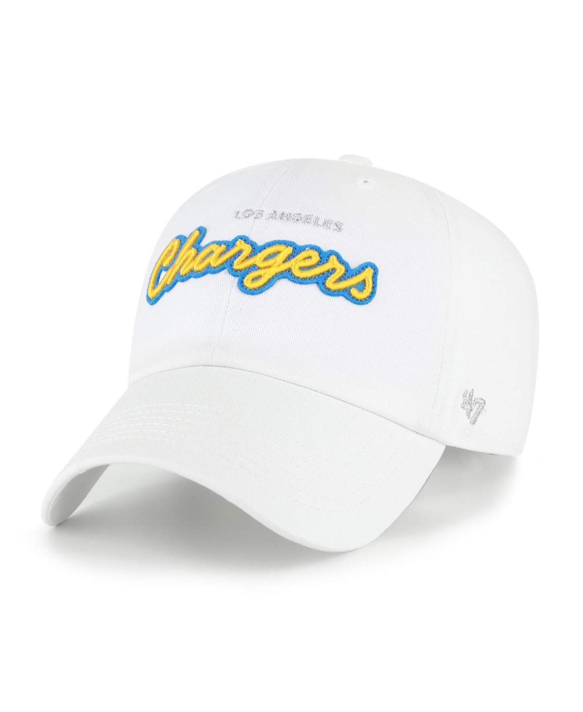 47 Brand Women's White Los Angeles Chargers Trendy Script Clean Up Adjustable Hat