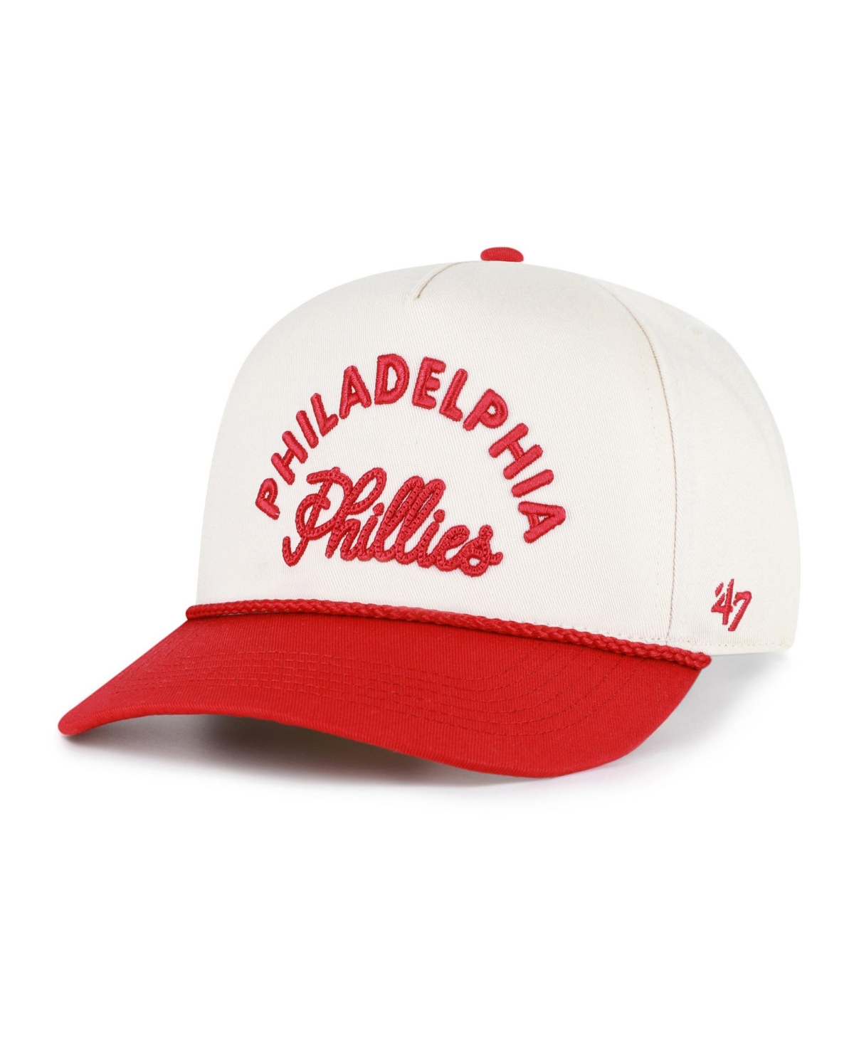 '47 Brand Men's and Women's Natural/Red Philadelphia Phillies Rope Script Hitch Adjustable Hat