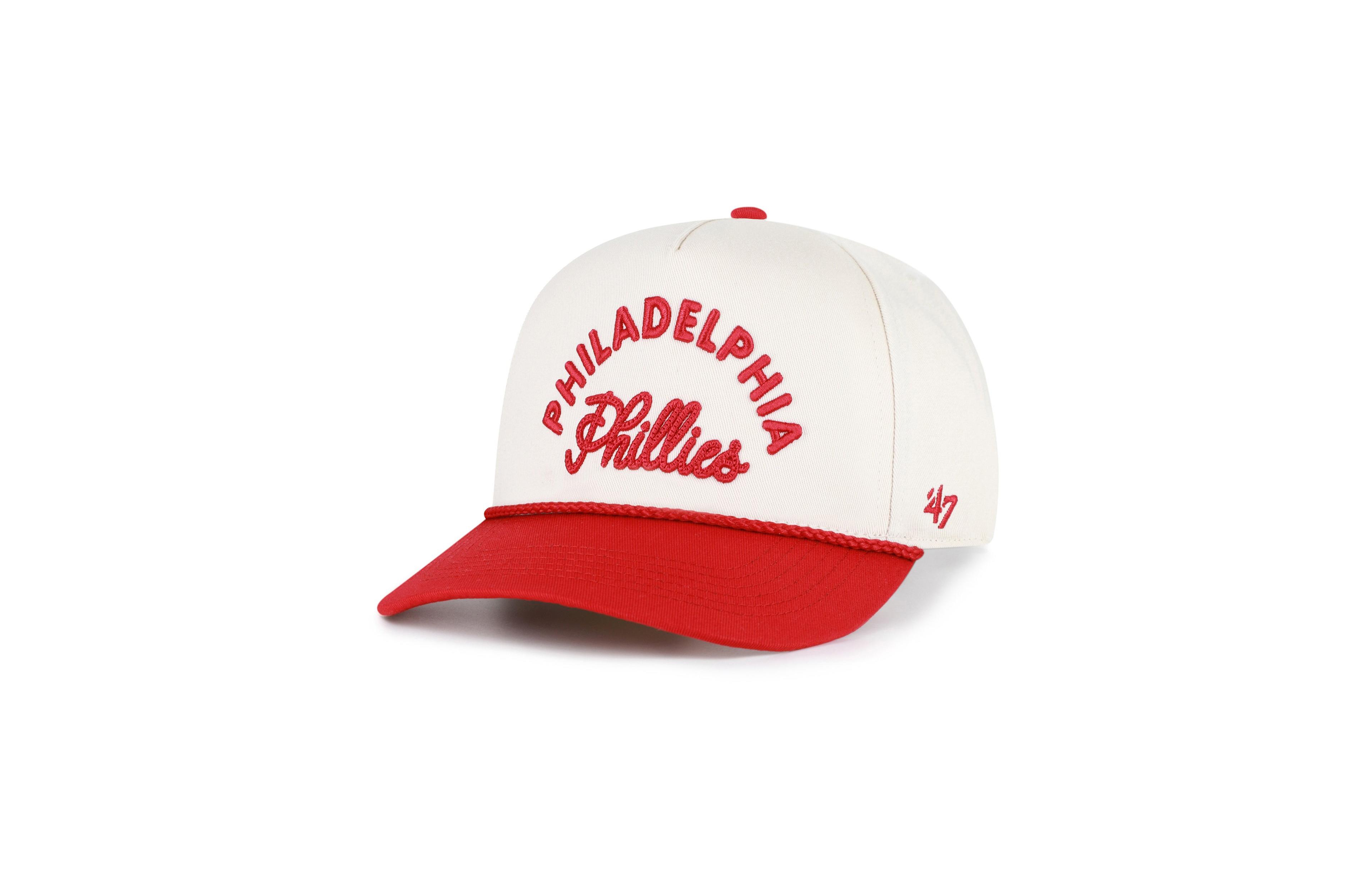 '47 Brand Men's and Women's Natural/Red Philadelphia Phillies Rope Script Hitch Adjustable Hat