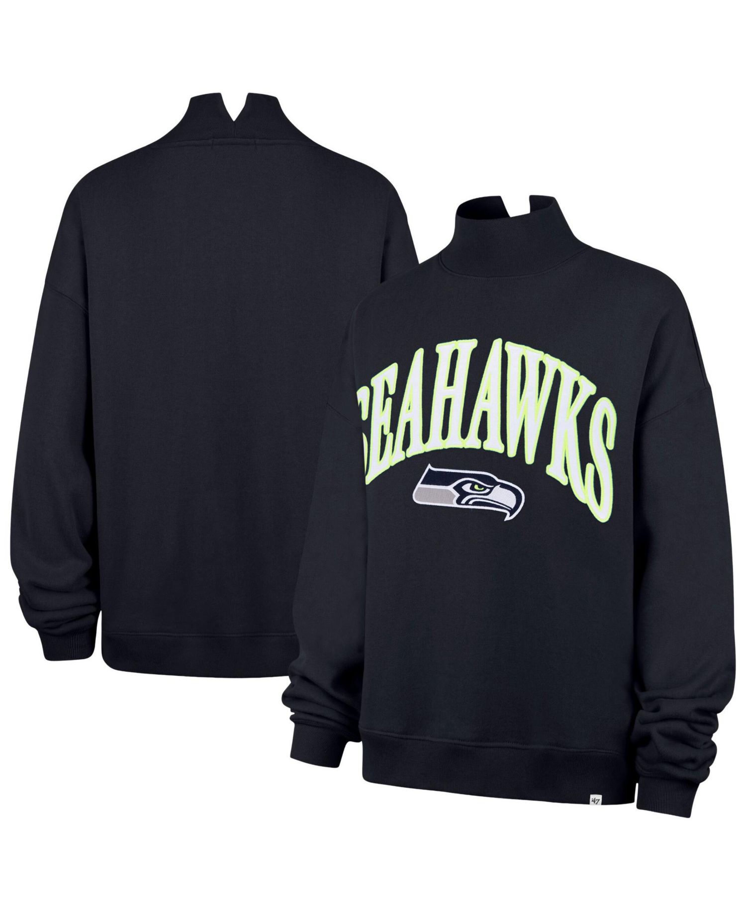 Women's Seattle Seahawks Vantage Mock-Neck Oversized Cropped Sweatshirt