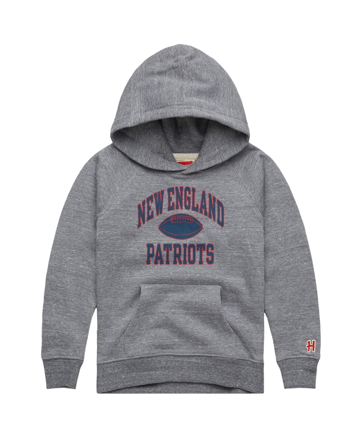 Homage Boys' and Girls' 4-20 New England Patriots Gridiron Tri-Blend Screen-Print Hoodie - Gray