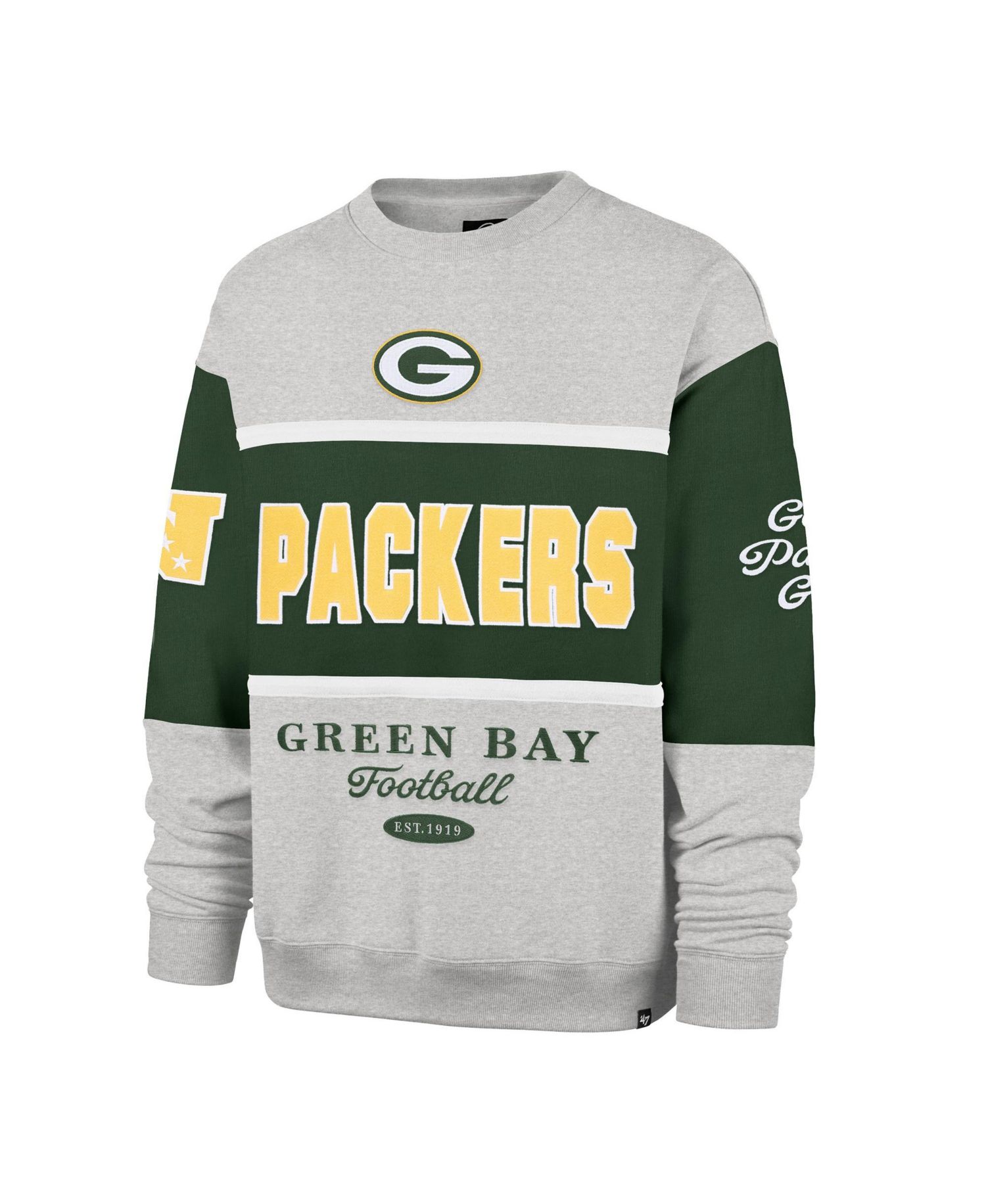 Men's Blockfield Maximalist Green Bay Packers Oversized Color-Block Sweatshirt