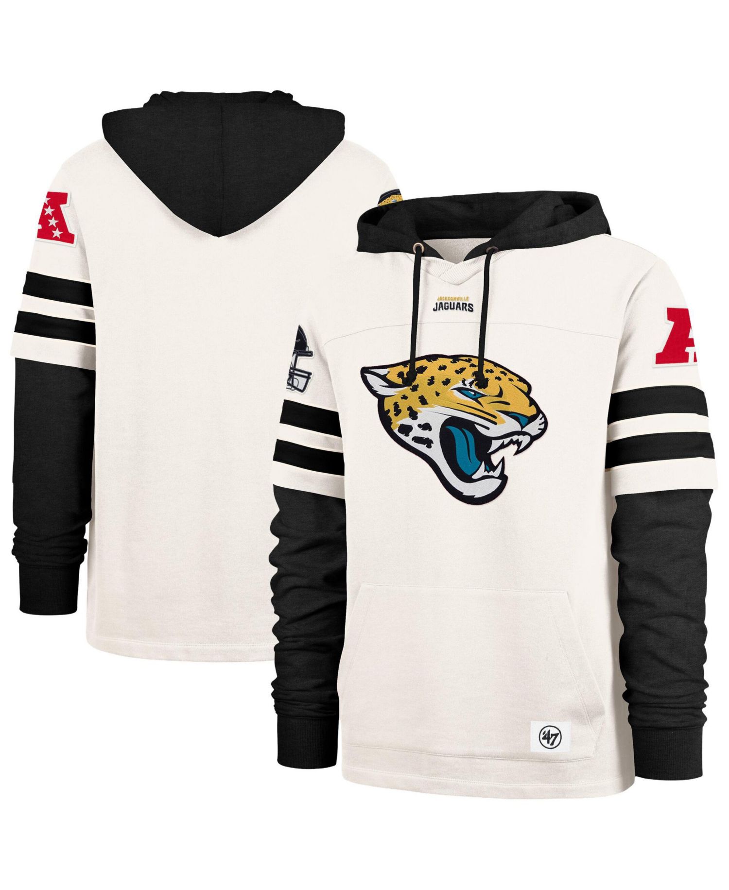 Men's Cream Jacksonville Jaguars Split Zone Cornerback Duo Lacer Hoodie