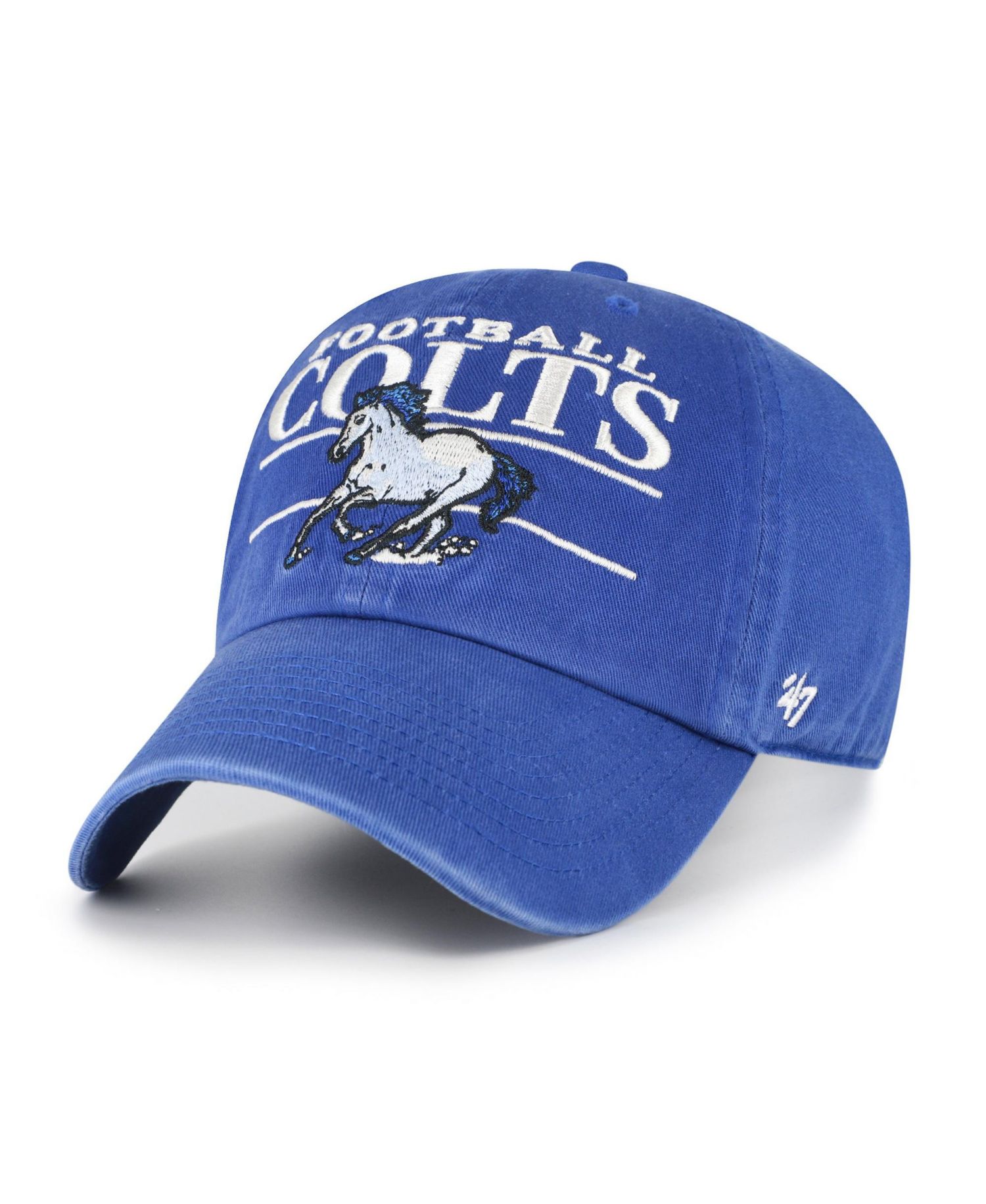 Men's Royal Indianapolis Colts Throwback Graphic Clean Up Adjustable Hat
