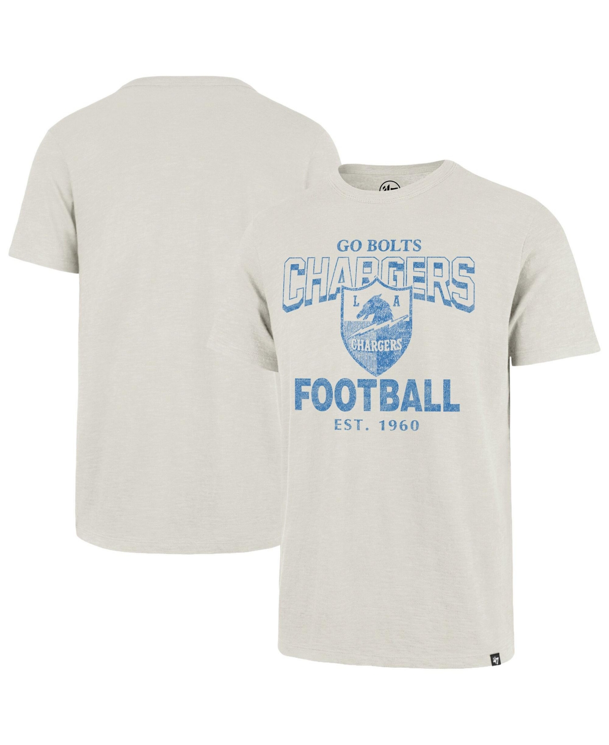 '47 Brand Men's Natural Los Angeles Chargers Head On Scrum Slub T-Shirt