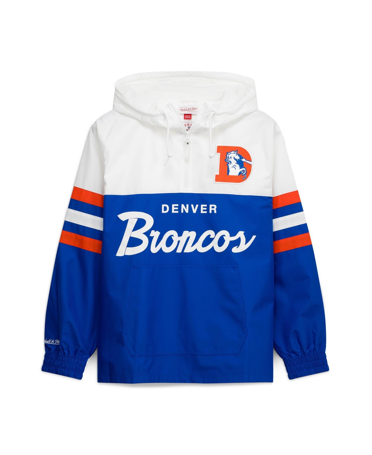 Mitchell & Ness Men's Royal Denver Broncos Head Coach Anorak Quarter-Zip Windbreaker Jacket